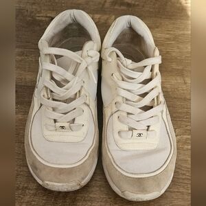 Chanel Ivory & Beige Low-Top Sneakers